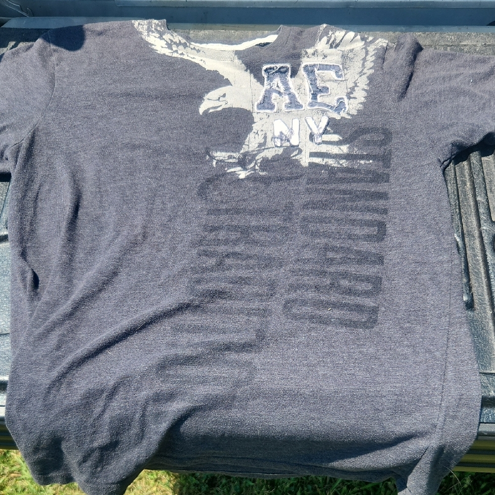 American Eagle Graphic T-Shirt in Gray Mens Large